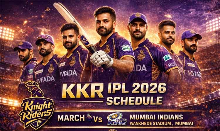 KKR IPL 2026 शेड्यूल, टीम प्लेयर लिस्ट | Kolkata Knight Riders IPL 2026 Schedule Hindi, Team List